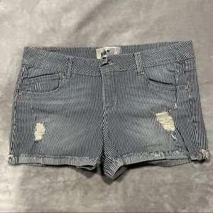 Striped denim shorts